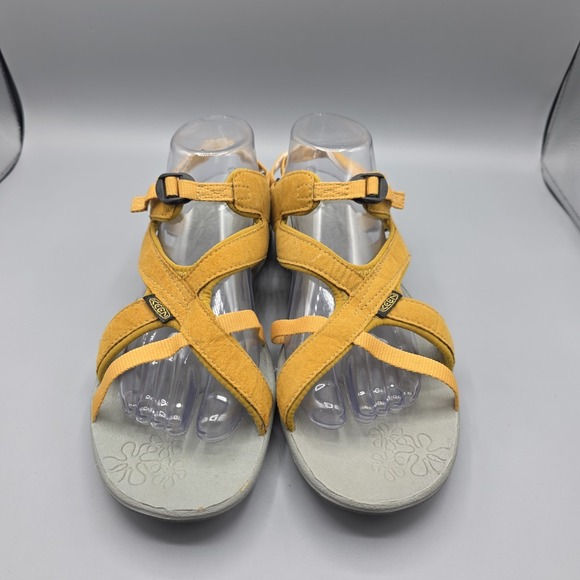KEEN Sandals Womens 10.5 Yellow Suede Strappy Outdoor Walking Hiking Comfort - Picture 3 of 14